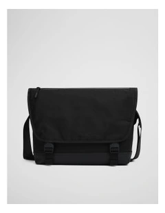 Recycled Polyester Travel Messenger Bag in Black