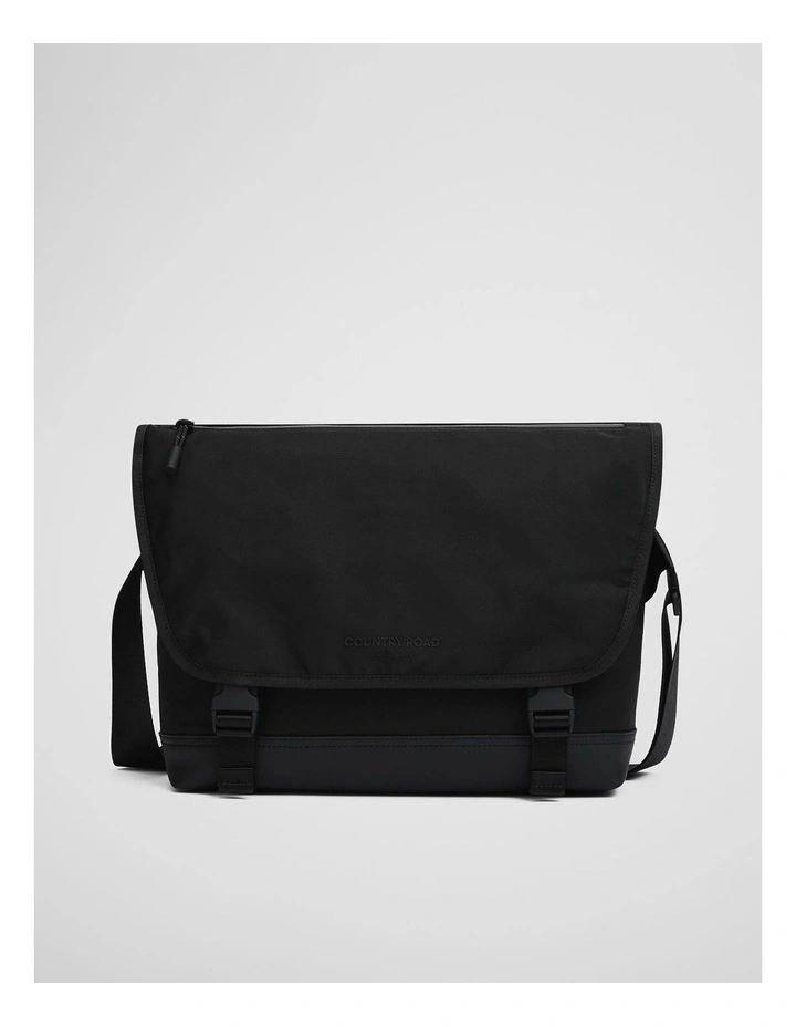 Recycled Polyester Travel Messenger Bag in Black image 1