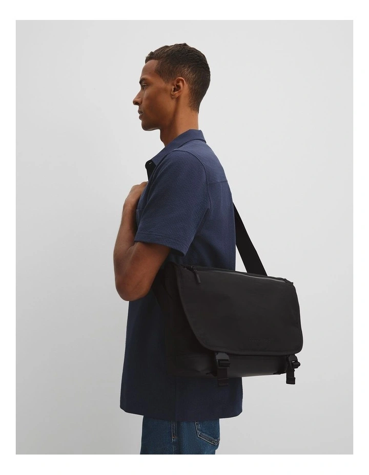 Recycled Polyester Travel Messenger Bag in Black image 2