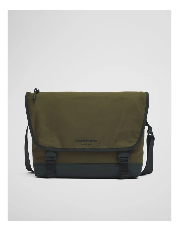 Recycled Polyester Travel Messenger Bag in Khaki image 1