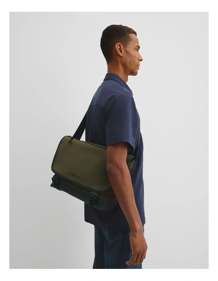 Recycled Polyester Travel Messenger Bag in Khaki image 2
