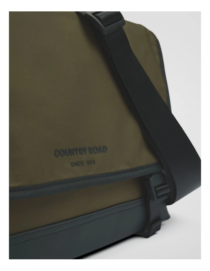 Recycled Polyester Travel Messenger Bag in Khaki image 3