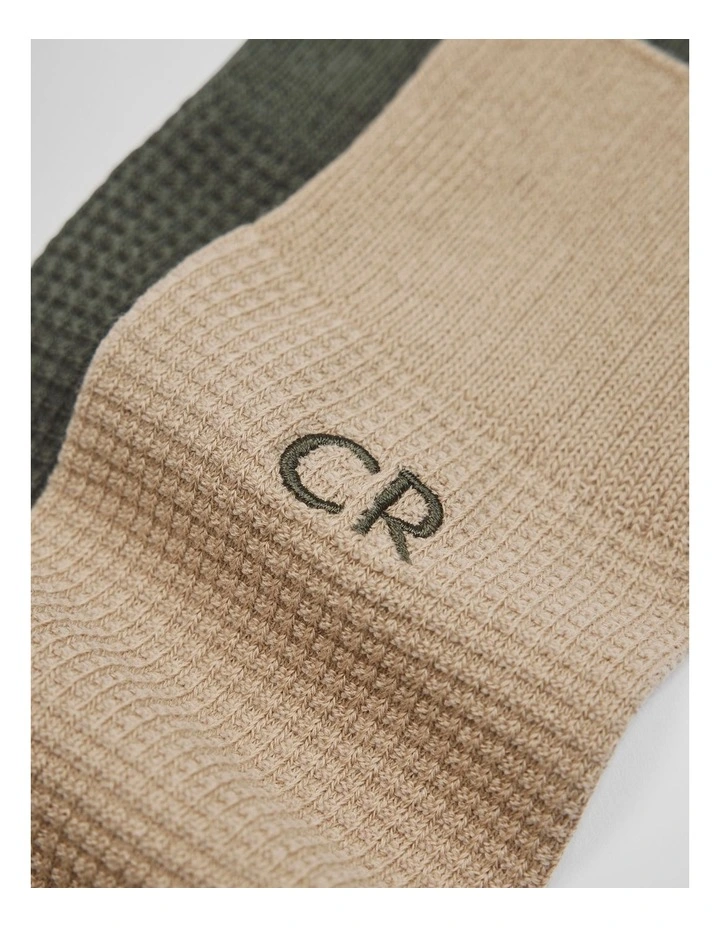 Australian Cotton Blend Cr Waffle Crew Sock Pack Of 2 in Thyme image 2