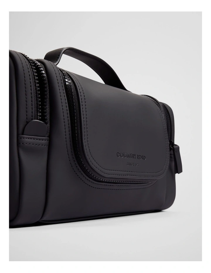 Zip Coated Washbag in Black image 3