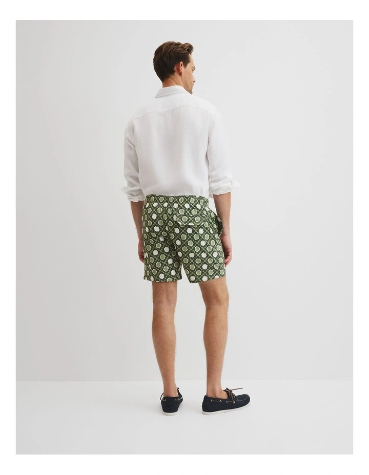 Recycled Polyester Tile Print Swim Short in Thyme image 4