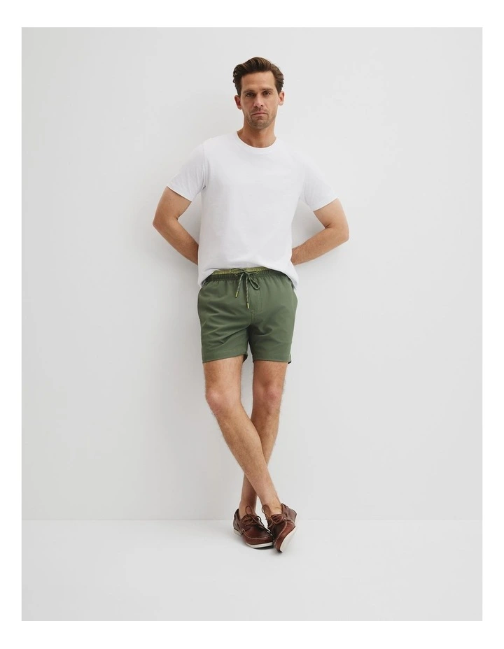 Recycled Polyester Contrast Swim Short in Thyme image 1