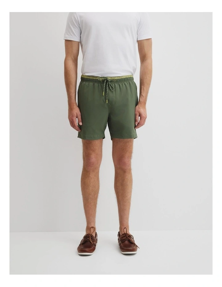 Recycled Polyester Contrast Swim Short in Thyme image 2