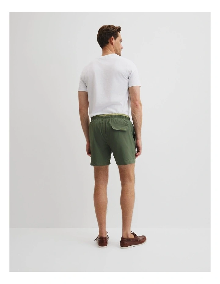 Recycled Polyester Contrast Swim Short in Thyme image 4