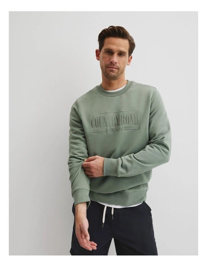 Verified Australian Cotton Heritage Sweat in Evergreen image 3