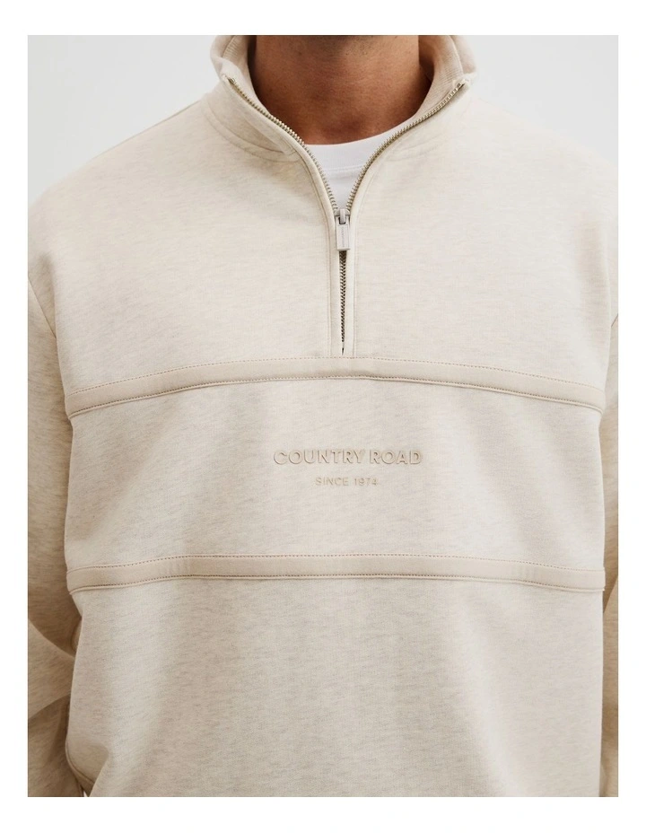 Australian Cotton Modern Logo Half Zip Sweat in Cloud Marle image 2