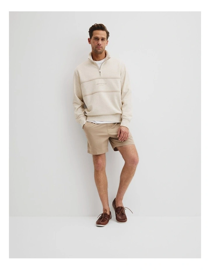 Australian Cotton Modern Logo Half Zip Sweat in Cloud Marle image 3