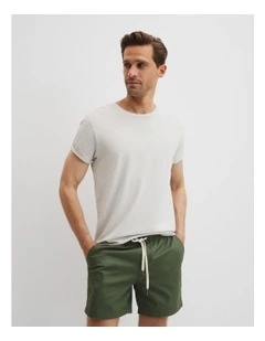 Australian Cotton Longline Garment Dye T-shirt in Mineral