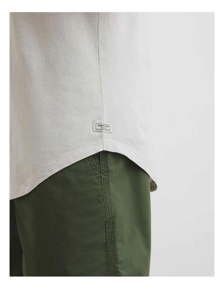 Australian Cotton Longline Garment Dye T-shirt in Mineral image 2