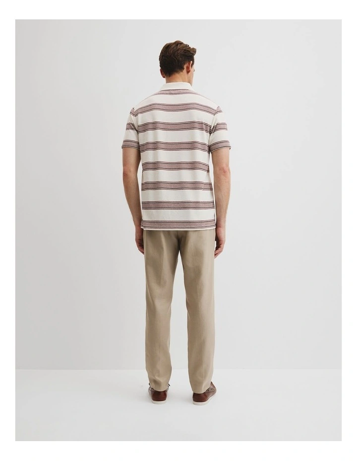 Textured Stripe Detail Polo in Ecru image 4