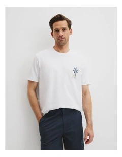 Australian Cotton Beach Graphic T-shirt in White Multi