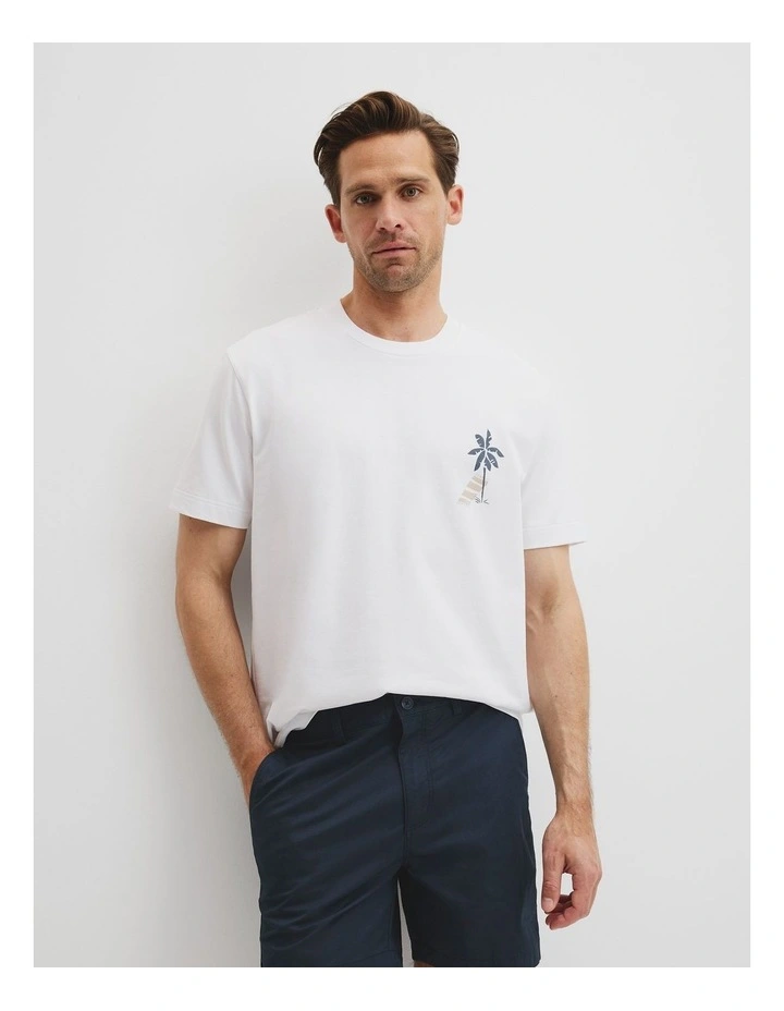 Australian Cotton Beach Graphic T-shirt in White Multi image 1
