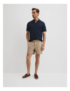 Australian Cotton Waffle Polo in Navy