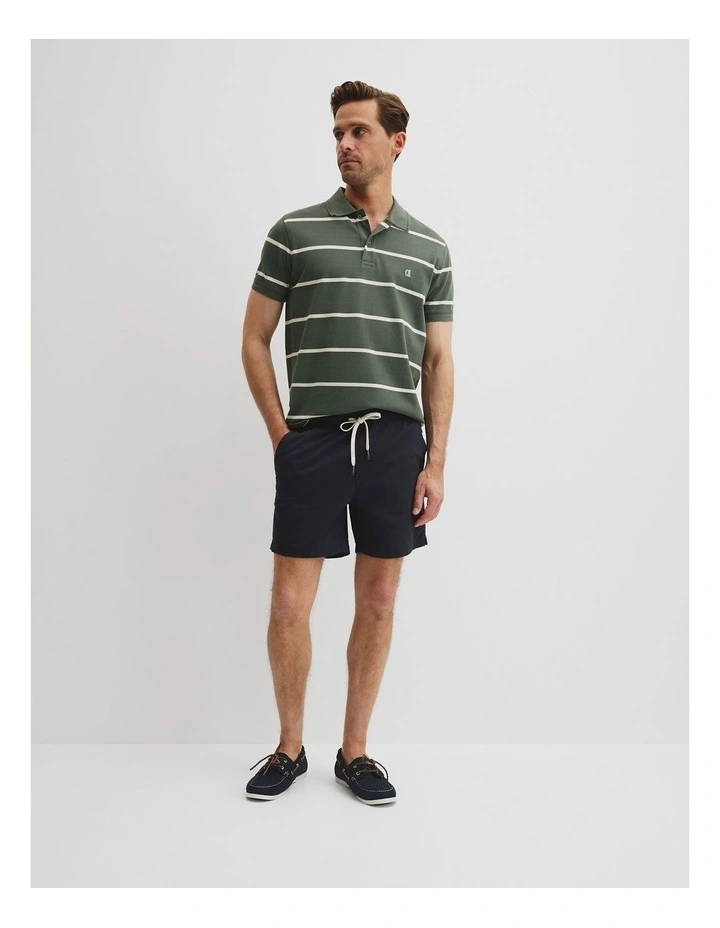 Australian Cotton Pique Stripe Polo in Thyme Stripe image 1