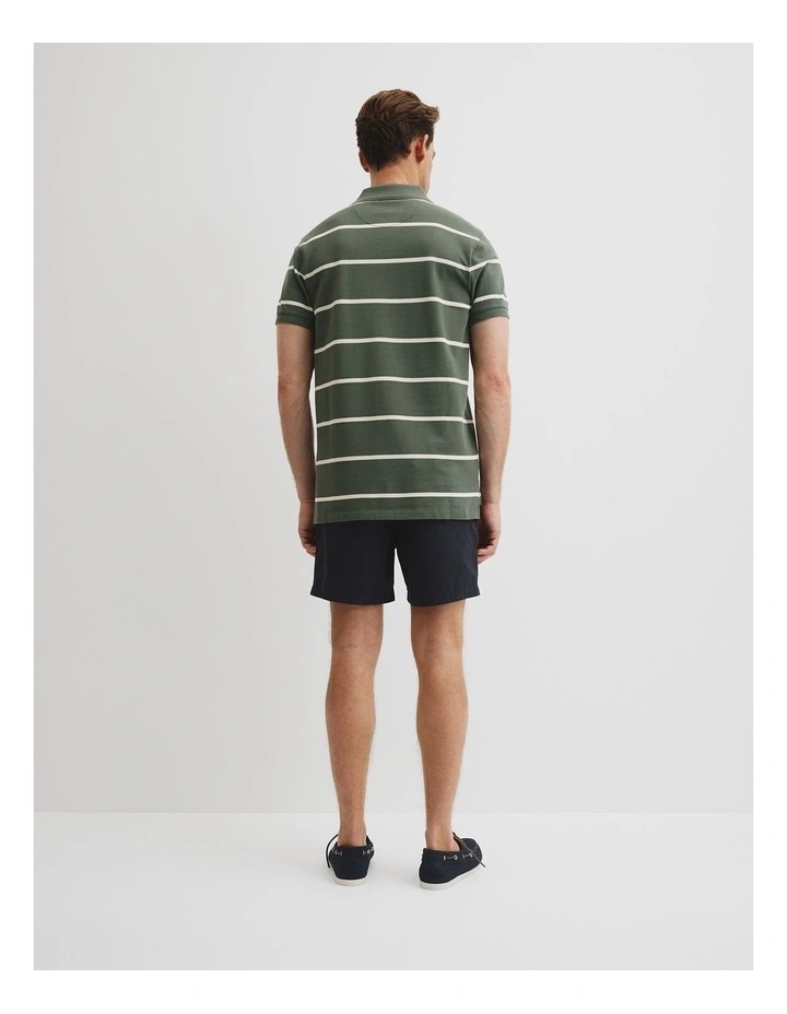 Australian Cotton Pique Stripe Polo in Thyme Stripe image 5