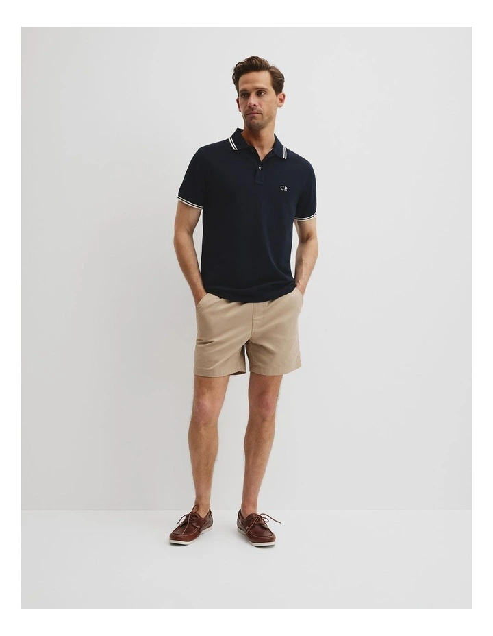 Australian Cotton Cr Logo Pique Polo in Navy image 4
