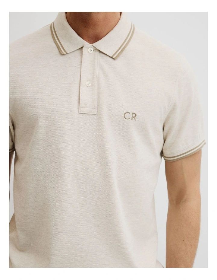 Australian Cotton Cr Logo Pique Polo in Cloud Marle image 2