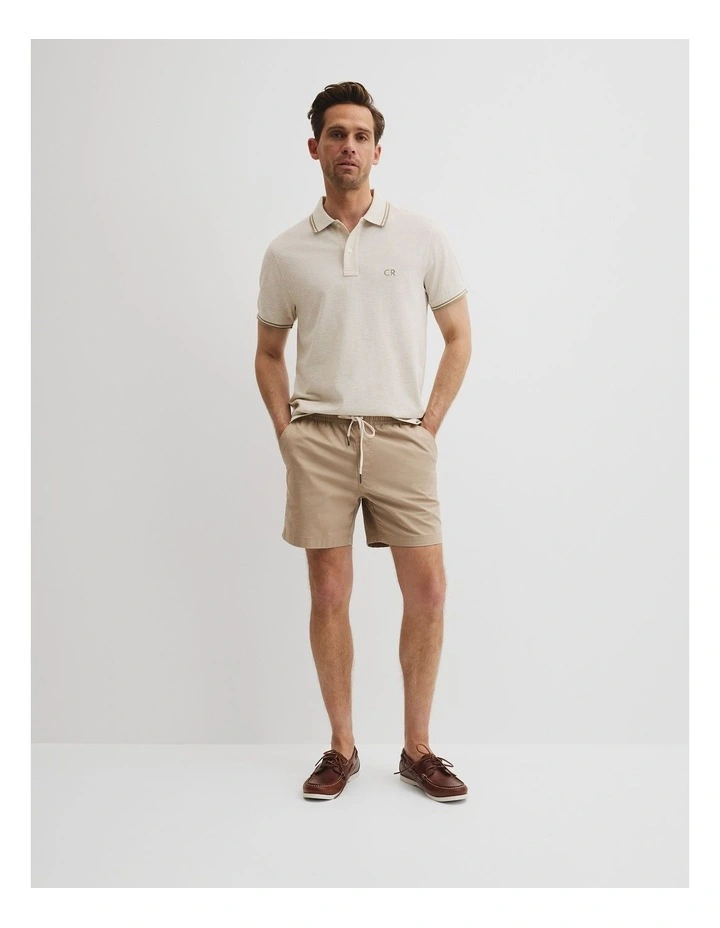 Australian Cotton Cr Logo Pique Polo in Cloud Marle image 3