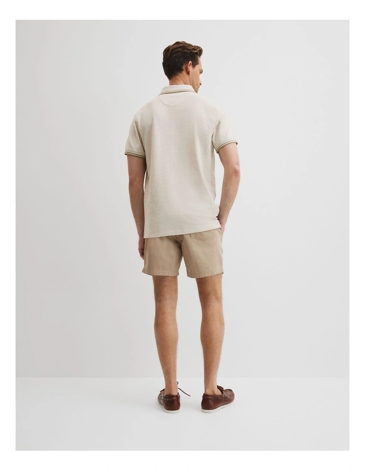 Australian Cotton Cr Logo Pique Polo in Cloud Marle image 4