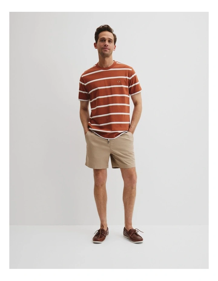 Australian Cotton Cr Logo Stripe T-shirt in Spice image 4