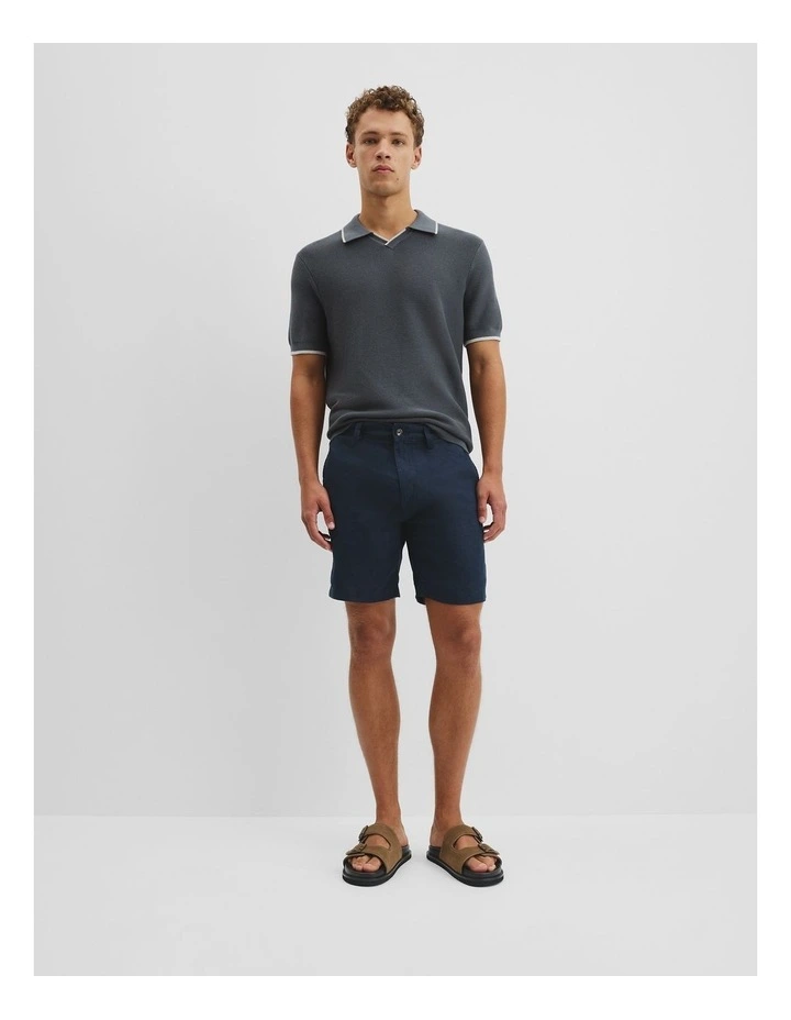 Australian Cotton V-neck Knit Polo in Ash Blue image 3