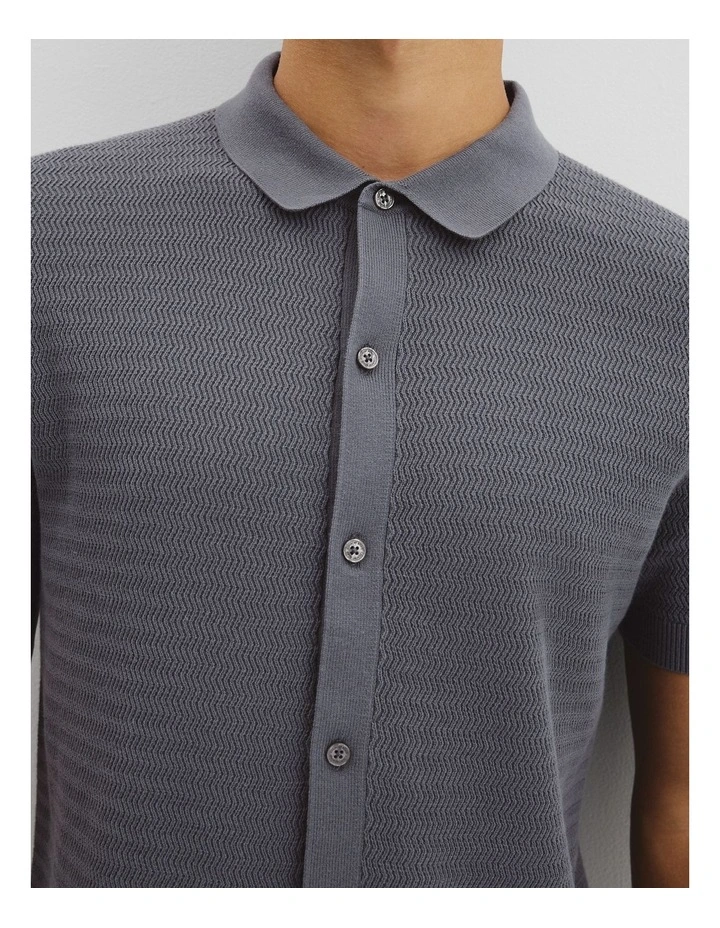 Organic Cotton Wave Knit Shirt in Ash Blue image 2