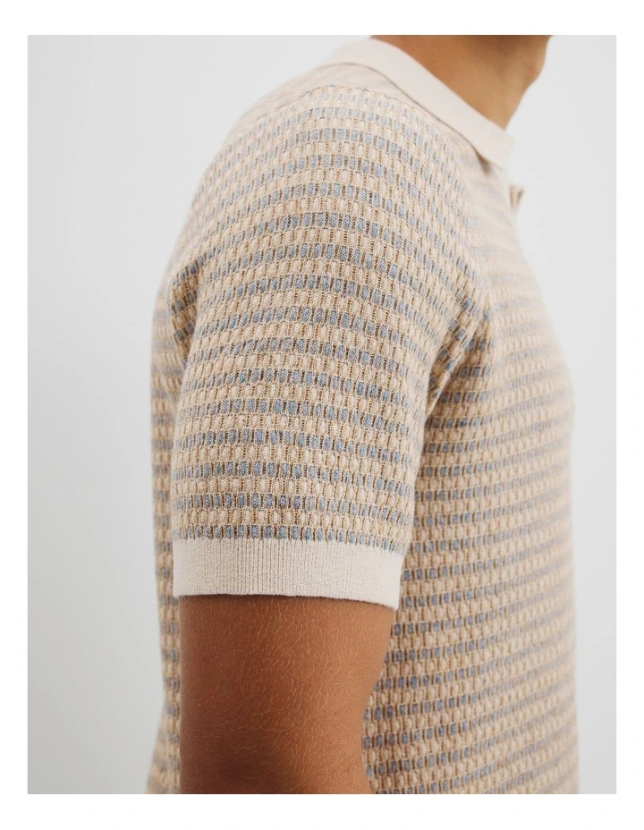 Cotton Linen Textured Check Knit in Bluestone image 2