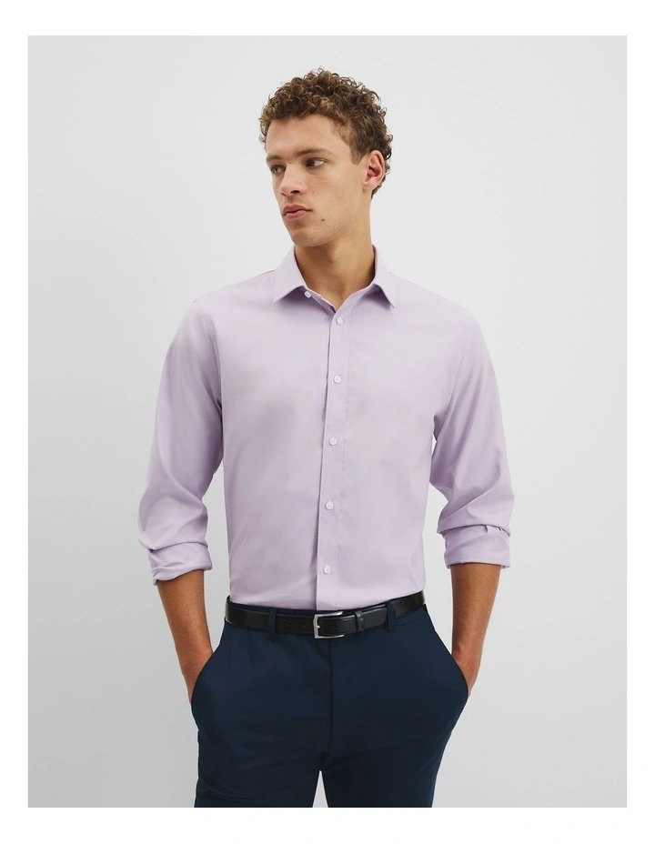 Regular Fit Textured Travel Shirt in Lilac image 1