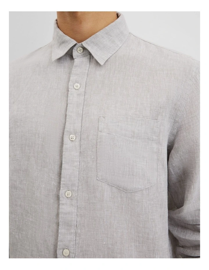 Regular Fit Organically Grown Linen Shirt in Silver image 2