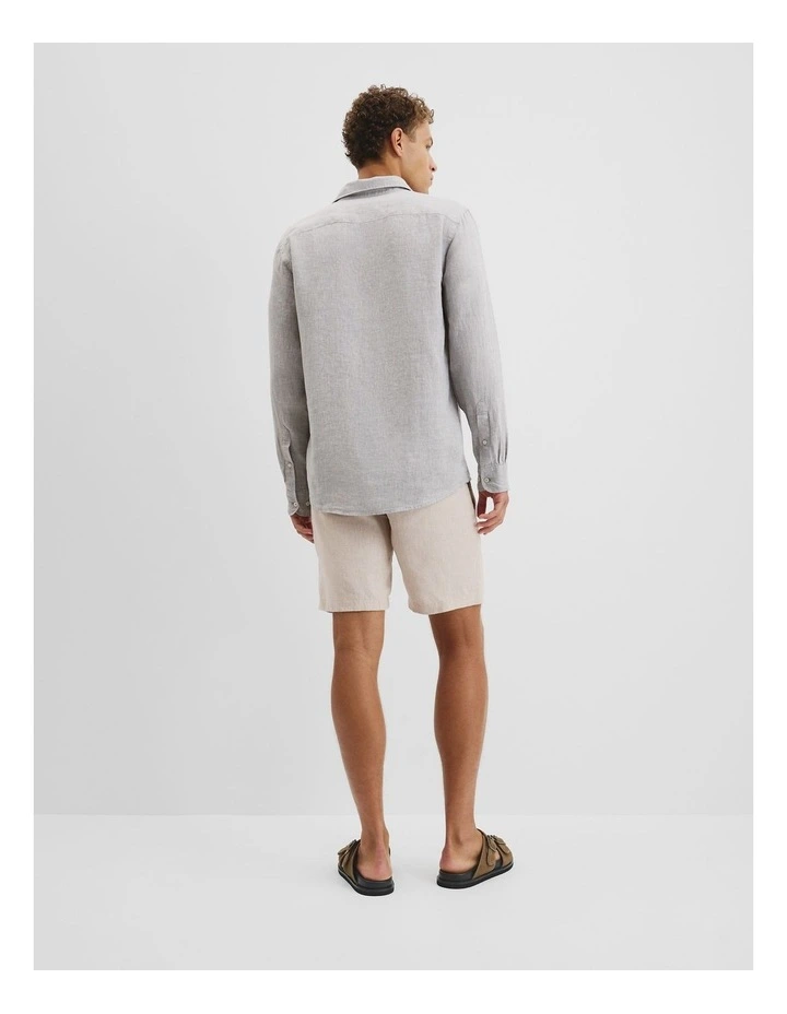 Regular Fit Organically Grown Linen Shirt in Silver image 4