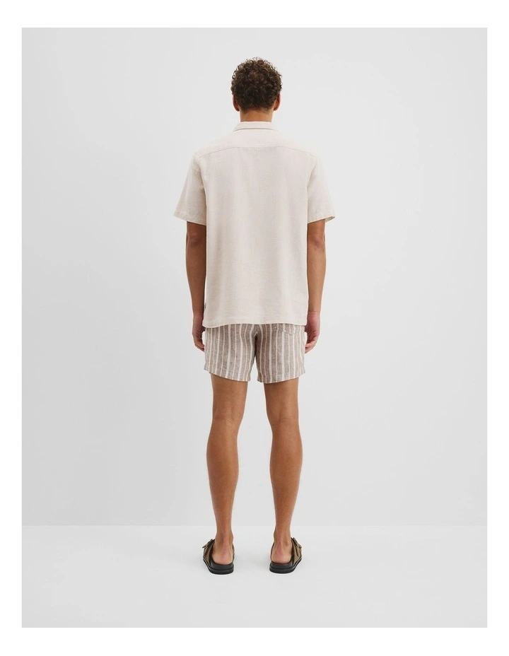 Short Sleeve Cotton Linen Basket Weave Shirt in Sand image 4