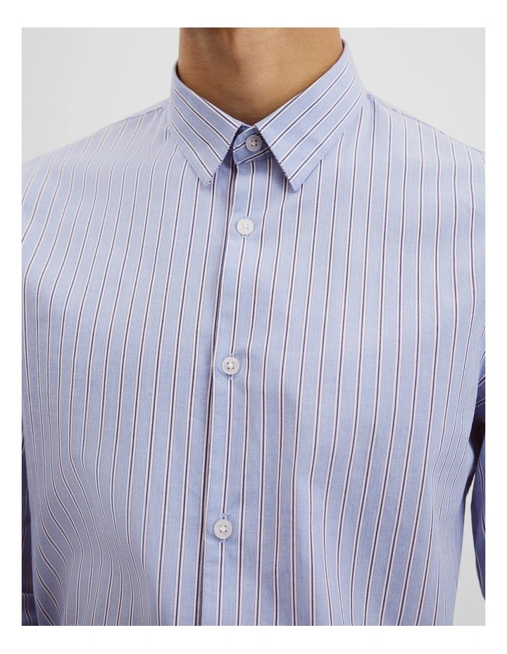 Long Sleeve Cotton Stretch Strap Shirt in Pale Blue image 2