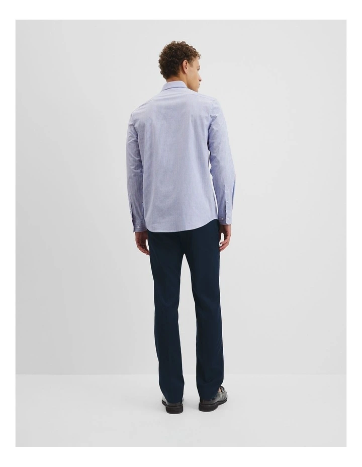 Long Sleeve Cotton Stretch Strap Shirt in Pale Blue image 4