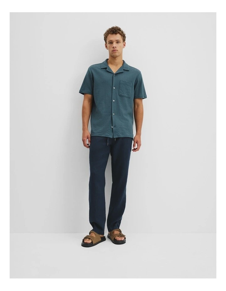 Short Sleeve Seersucker Cuban Shirt in Bluestone image 3