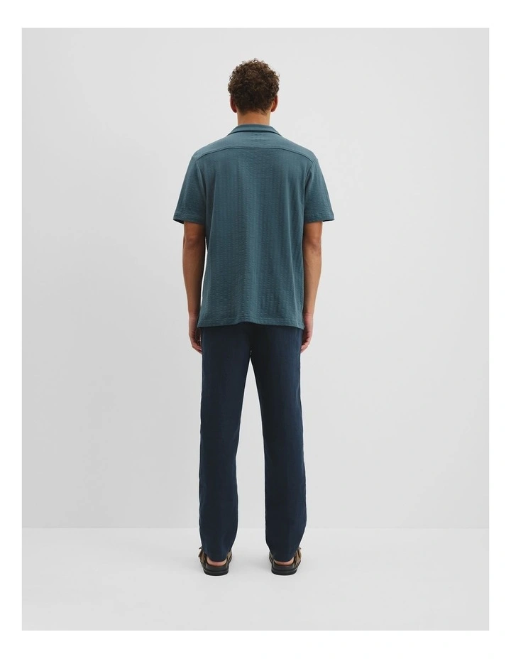 Short Sleeve Seersucker Cuban Shirt in Bluestone image 4