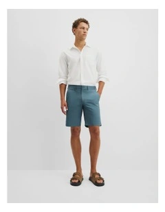 Australian Cotton Stretch Chino Short in Bluestone