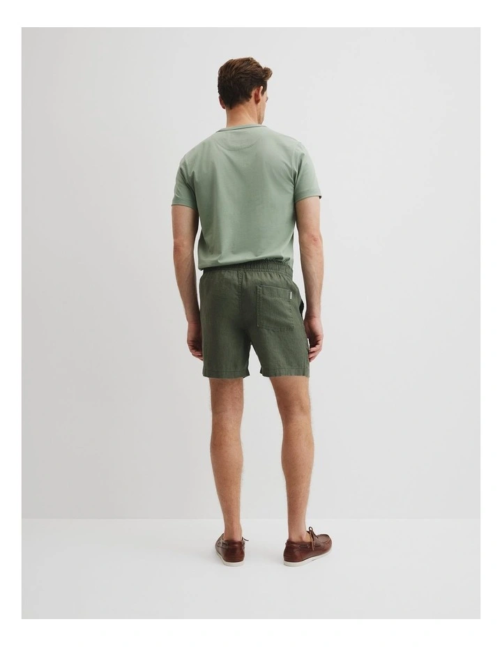 Organically Grown Linen Drawcord Short in Thyme image 4