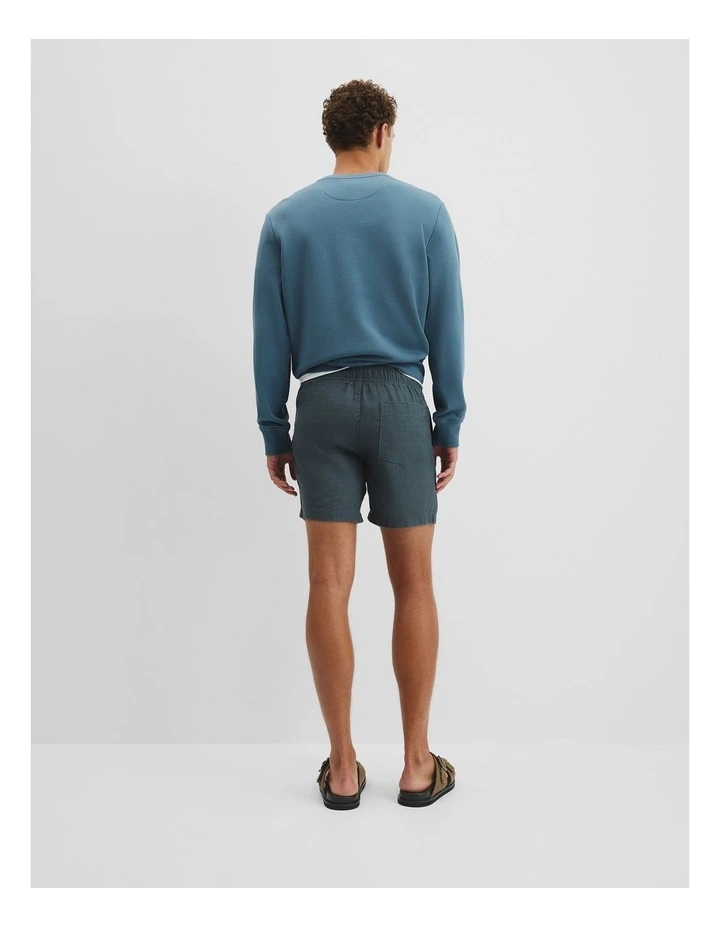 Organically Grown Linen Drawcord Short in Bluestone image 4