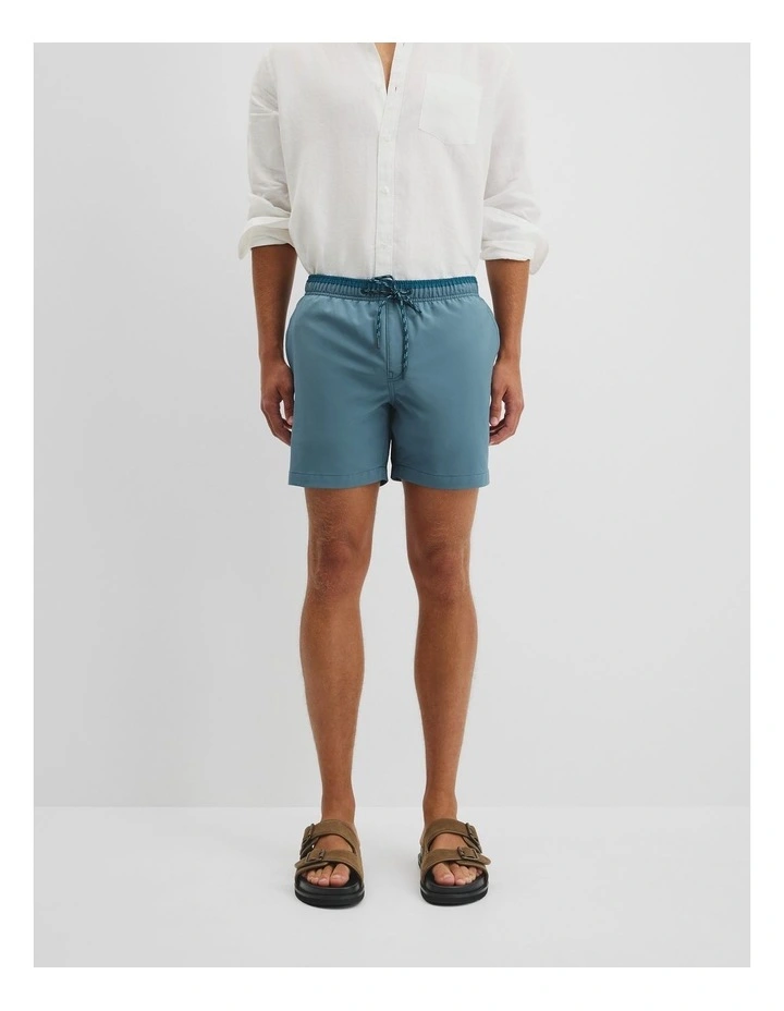 Recycled Polyester Blend Contrast Swim Short in Bluestone image 2