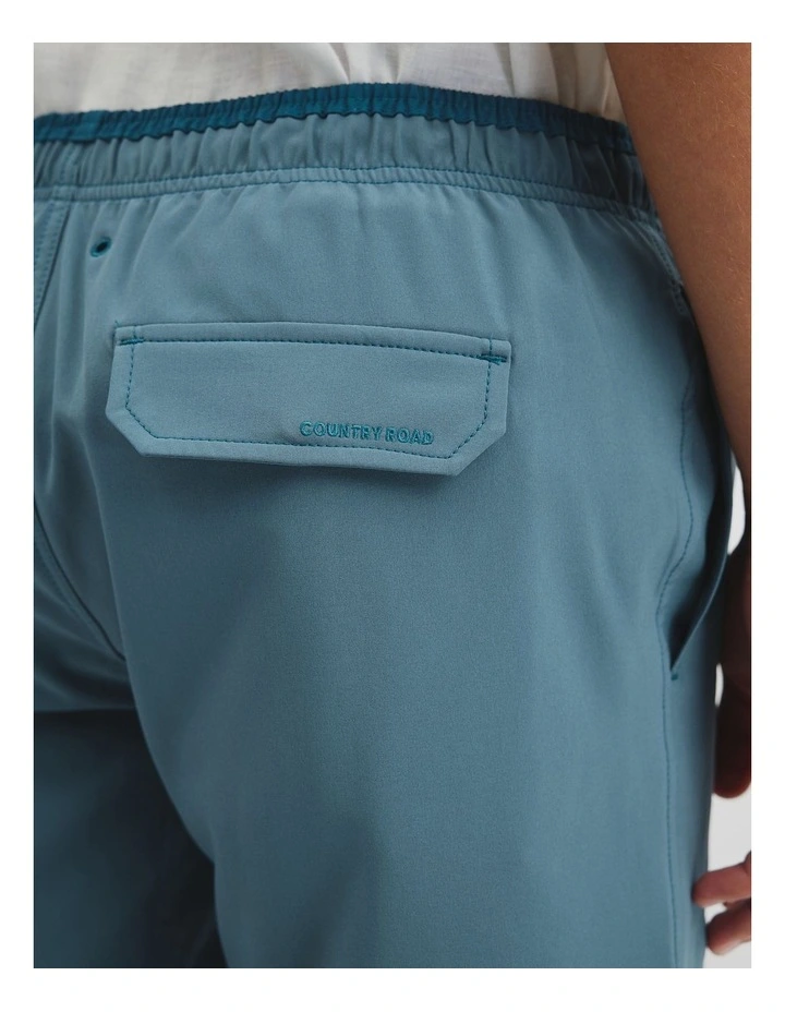 Recycled Polyester Blend Contrast Swim Short in Bluestone image 3