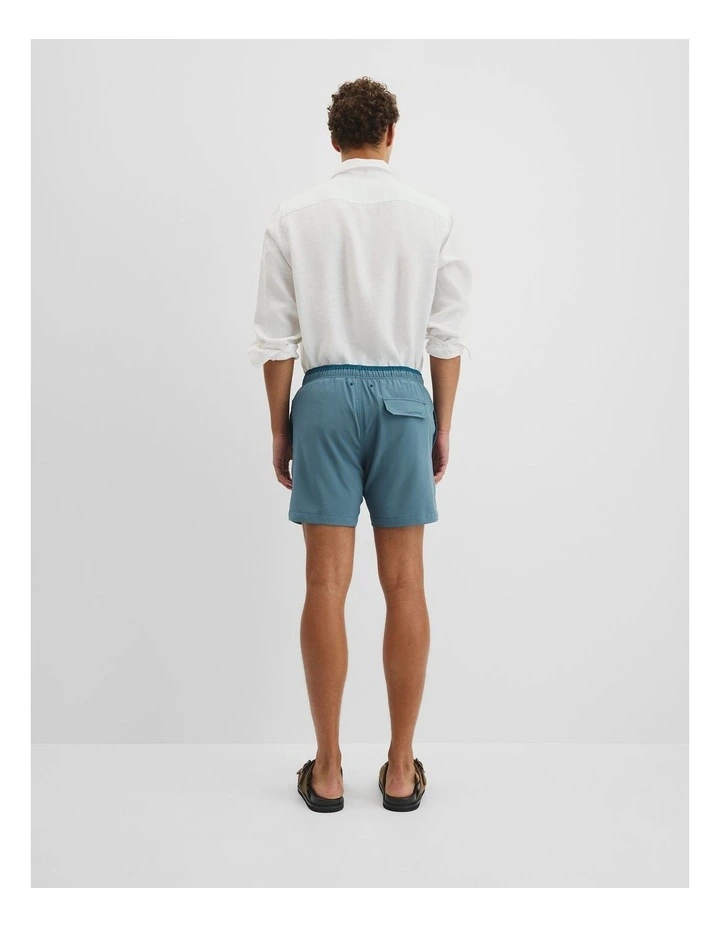 Recycled Polyester Blend Contrast Swim Short in Bluestone image 4