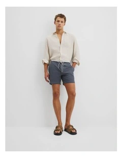 Recycled Polyester Blend Contrast Swim Short in Ash Blue