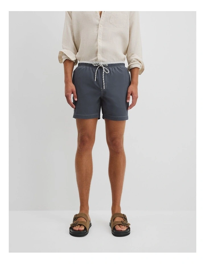 Recycled Polyester Blend Contrast Swim Short in Ash Blue image 2