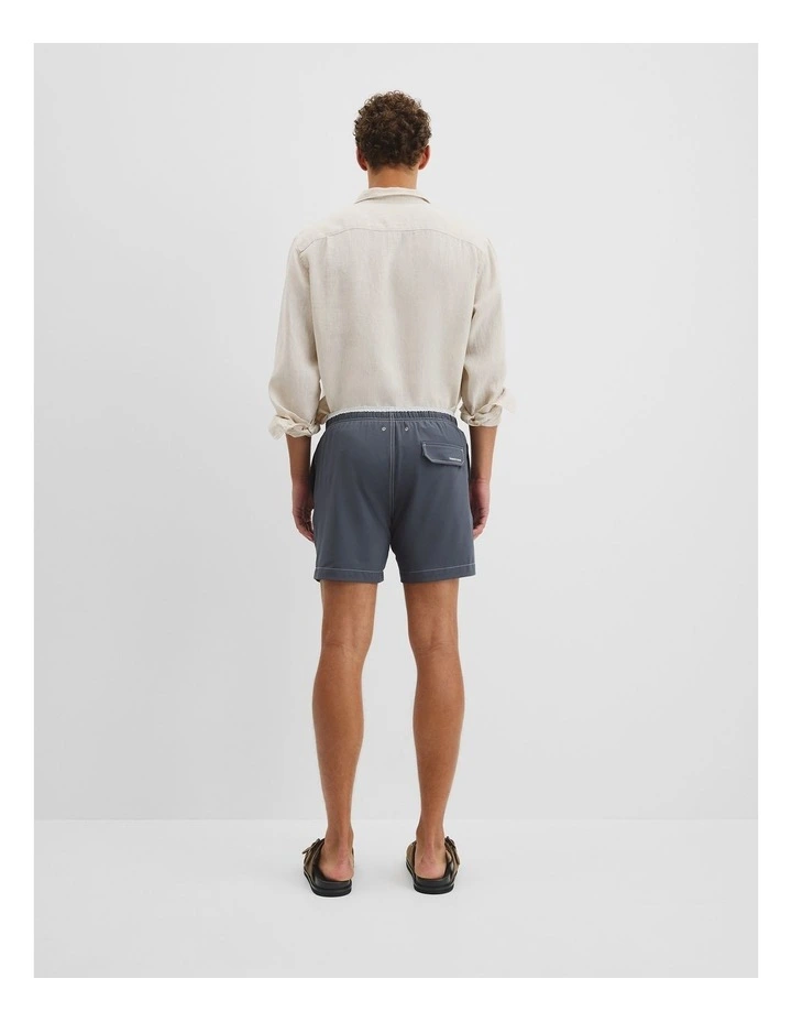 Recycled Polyester Blend Contrast Swim Short in Ash Blue image 4