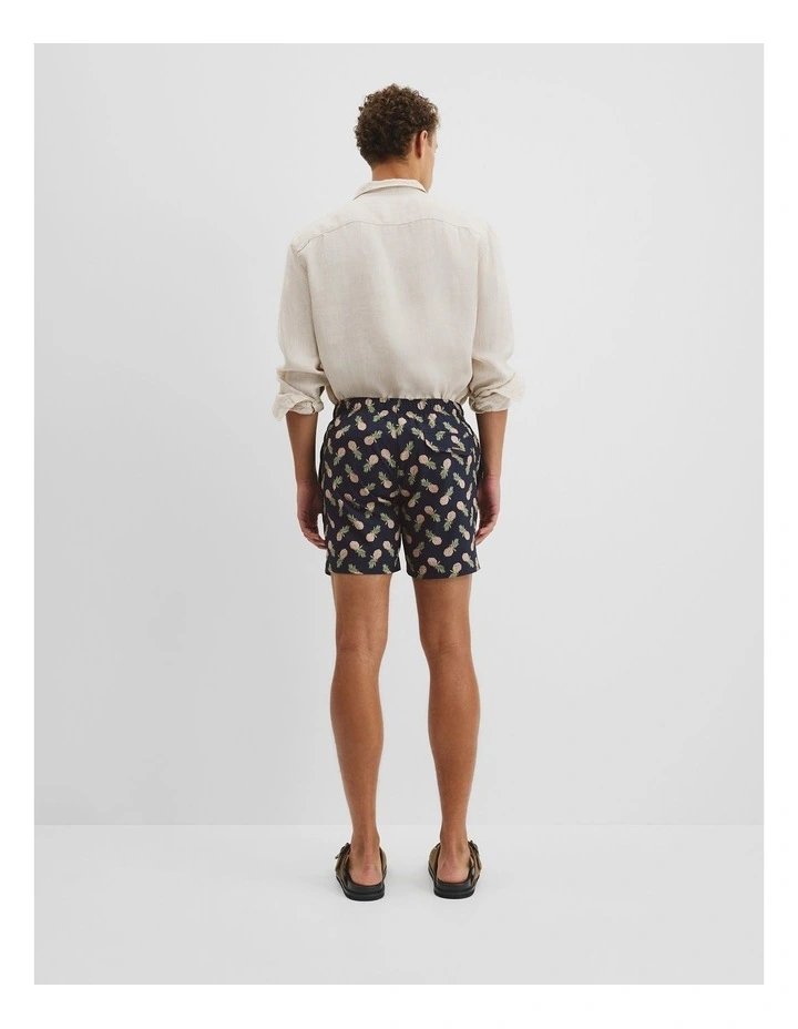 Recycled Polyester Blend Pineapple Print Swim Straight in Navy Multi image 4