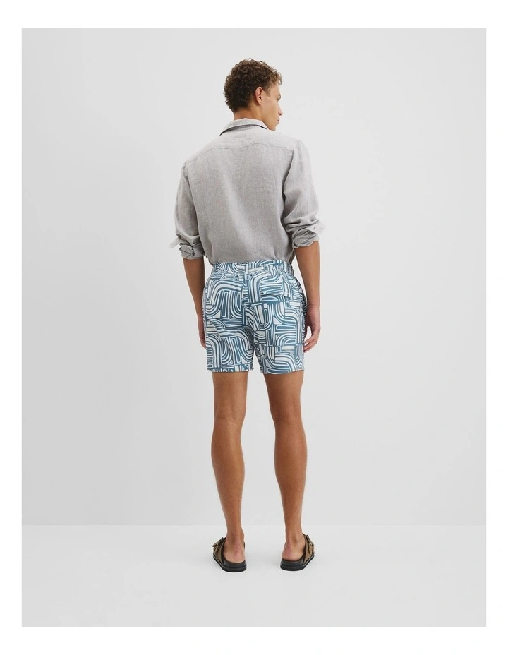 Recycled Polyester Abstract Print Swim Straight Short in Bluestone image 4